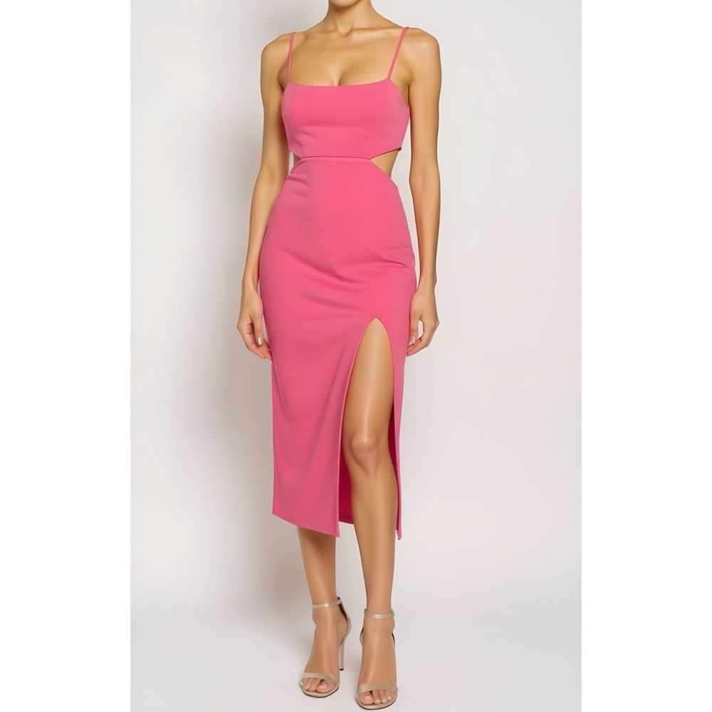 H:OURS Haydon Cut-Out Midi Dress, Pink, XS